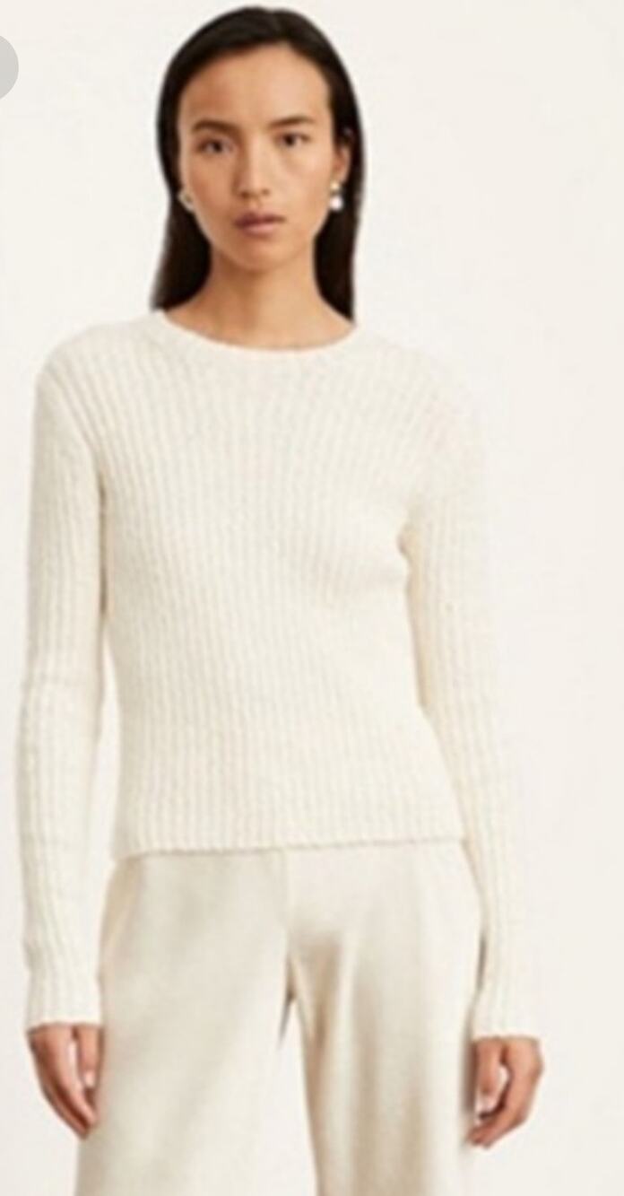 Vince white ribbed knit sweater Size small Minimal Chunky Old Money Quiet Luxury